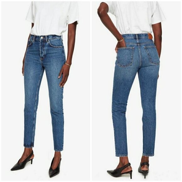 💕ANINE BING💕 Sonya Jean ~ Button Fly Mid Indigo Blue 27 NWOT - Picture 3 of 16